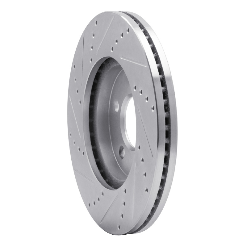 Ford Crown Victoria Brake Rotor (1) - Front Right - R1 Concepts - Drilled & Slotted - Silver - `03-`11